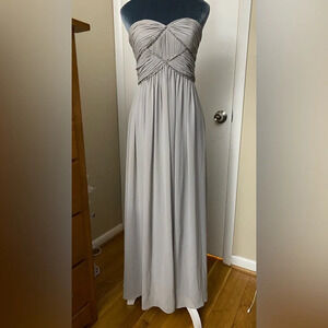 Pearl by Georgina Chapman of Marchesa Light Gray Strapless Gown Jeweled Size 4